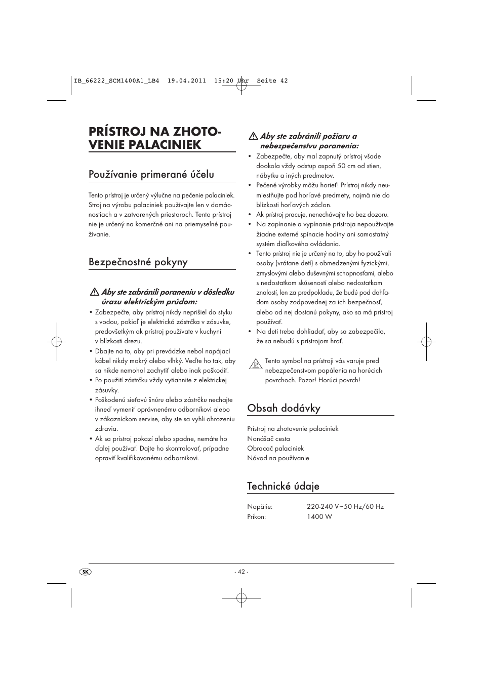 Silvercrest SCM 1400 A1 User Manual | Page 44 / 58