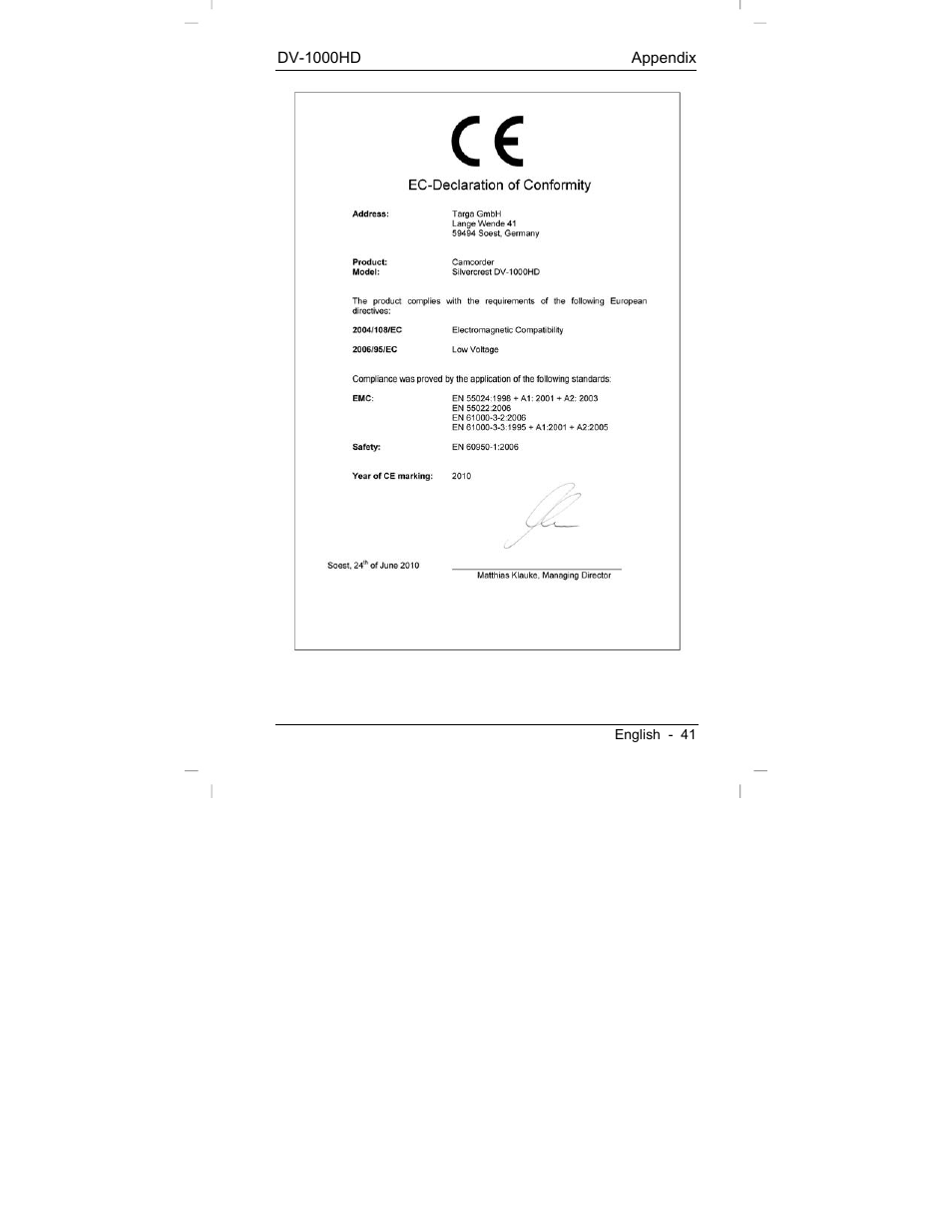 Silvercrest DV-1000HD User Manual | Page 43 / 44