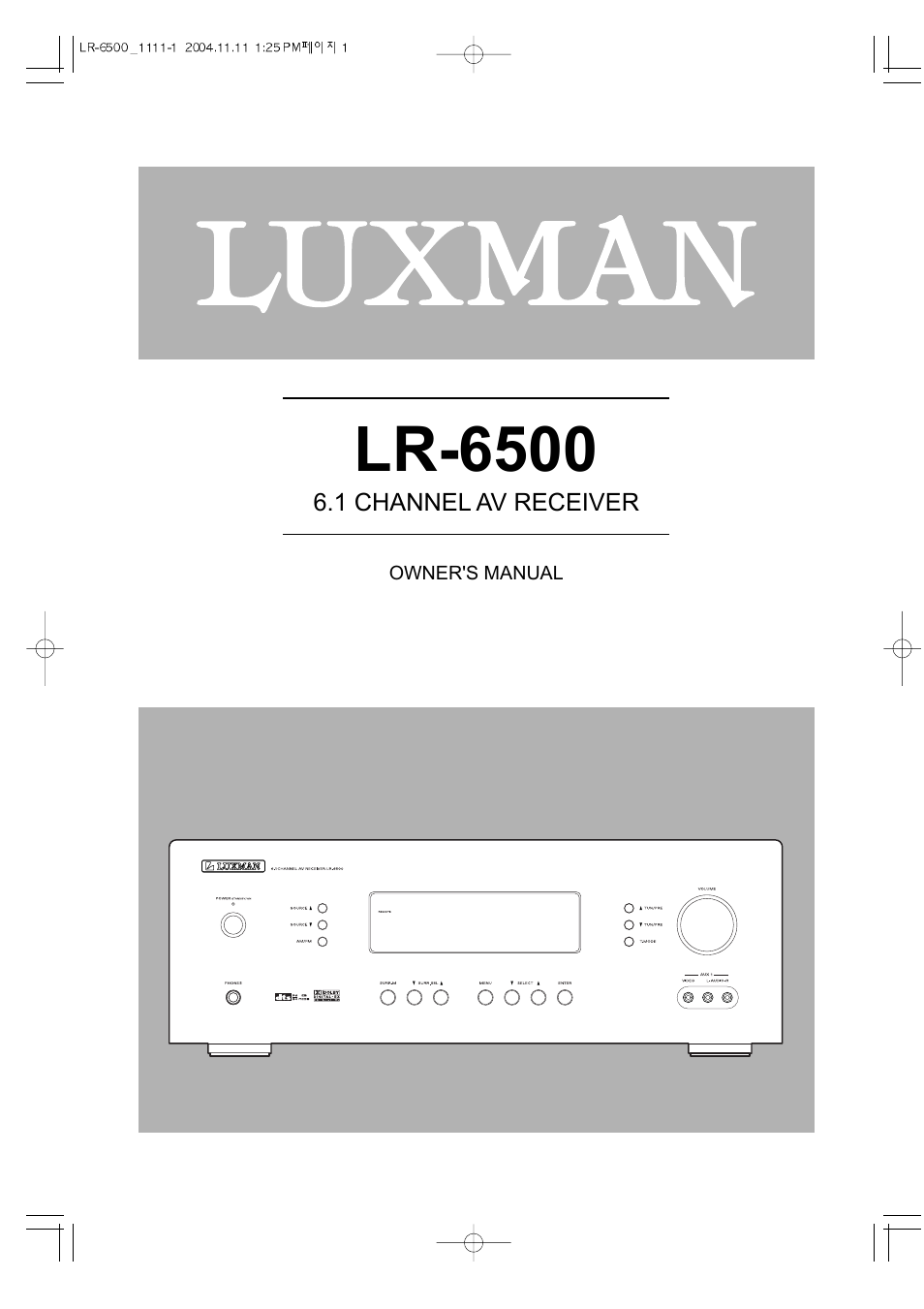 Luxman LR-6500 User Manual | 36 pages