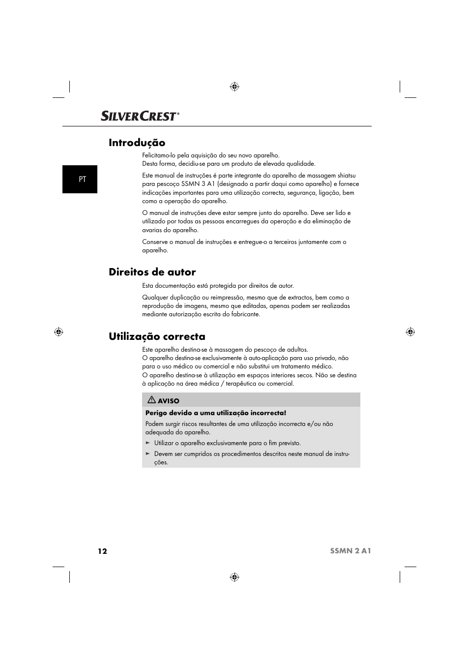 Introdução, Direitos de autor, Utilização correcta | Silvercrest SSMN 2 A1 User Manual | Page 15 / 45