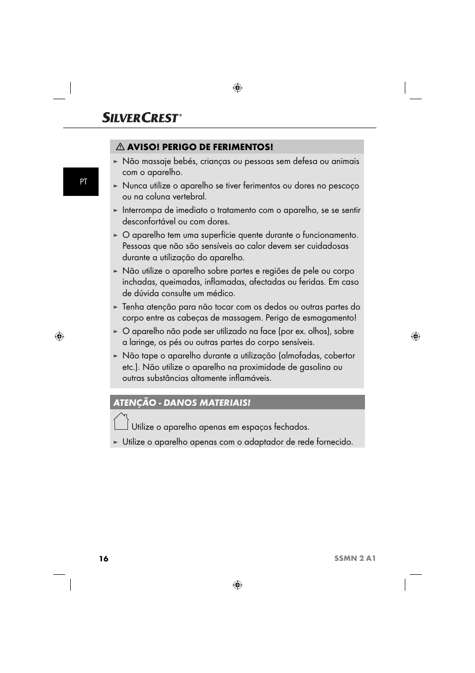 Aviso! perigo de ferimentos | Silvercrest SSMN 2 A1 User Manual | Page 19 / 45