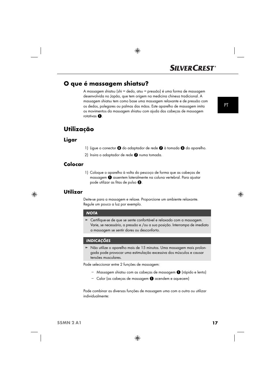 O que é massagem shiatsu, Utilização, Ligar | Colocar, Utilizar | Silvercrest SSMN 2 A1 User Manual | Page 20 / 45