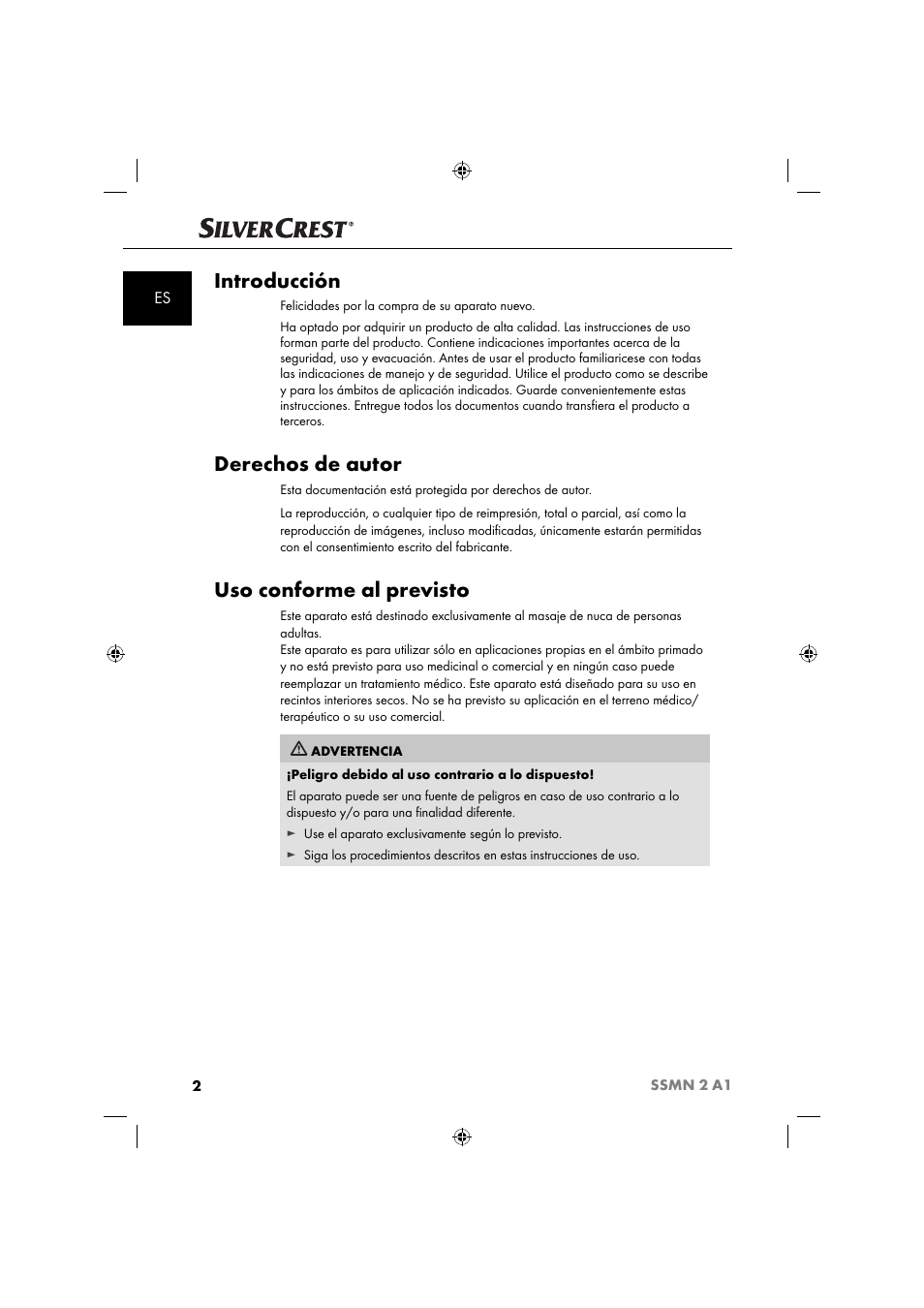 Introducción, Derechos de autor, Uso conforme al previsto | Silvercrest SSMN 2 A1 User Manual | Page 5 / 45