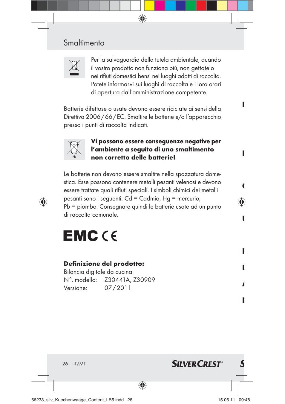 Smaltimento | Silvercrest Z30441A User Manual | Page 24 / 58