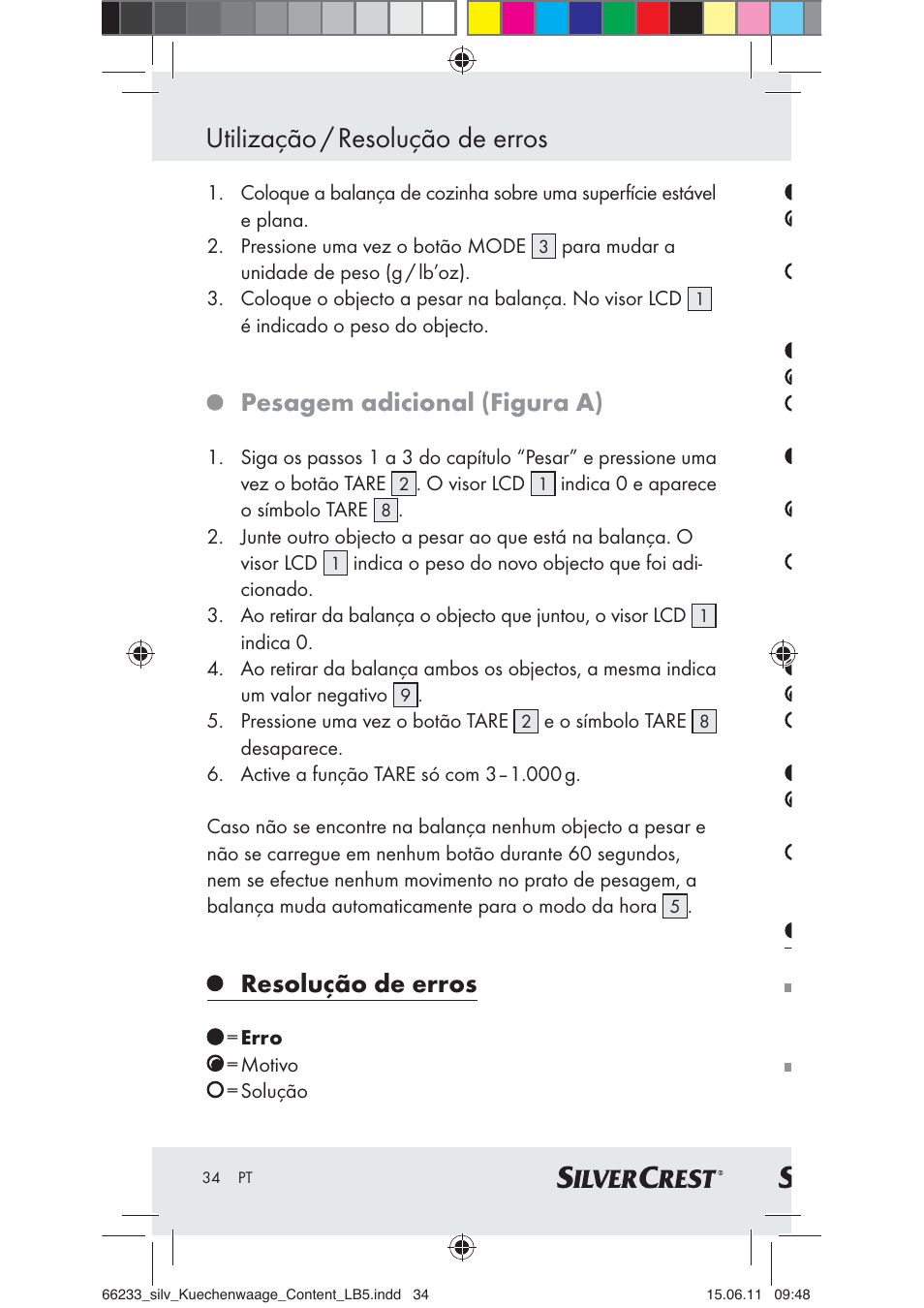 Utilização / resolução de erros, Pesagem adicional (figura a), Resolução de erros | Silvercrest Z30441A User Manual | Page 32 / 58