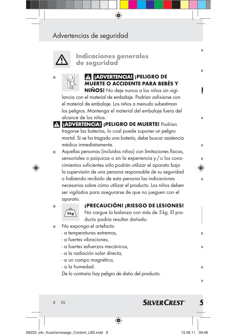 Advertencias de seguridad, Indicaciones generales de seguridad | Silvercrest Z30441A User Manual | Page 6 / 58