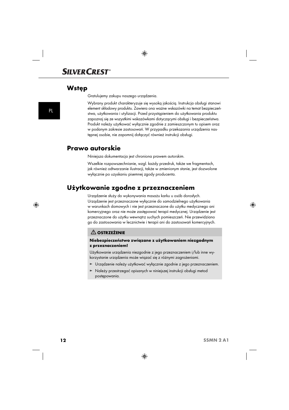 Wstęp, Prawo autorskie, Użytkowanie zgodne z przeznaczeniem | Silvercrest SSMN 2 A1 User Manual | Page 15 / 45