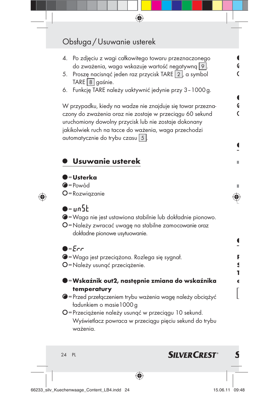 Obsługa / usuwanie usterek, Usuwanie usterek | Silvercrest Z30441A User Manual | Page 22 / 82