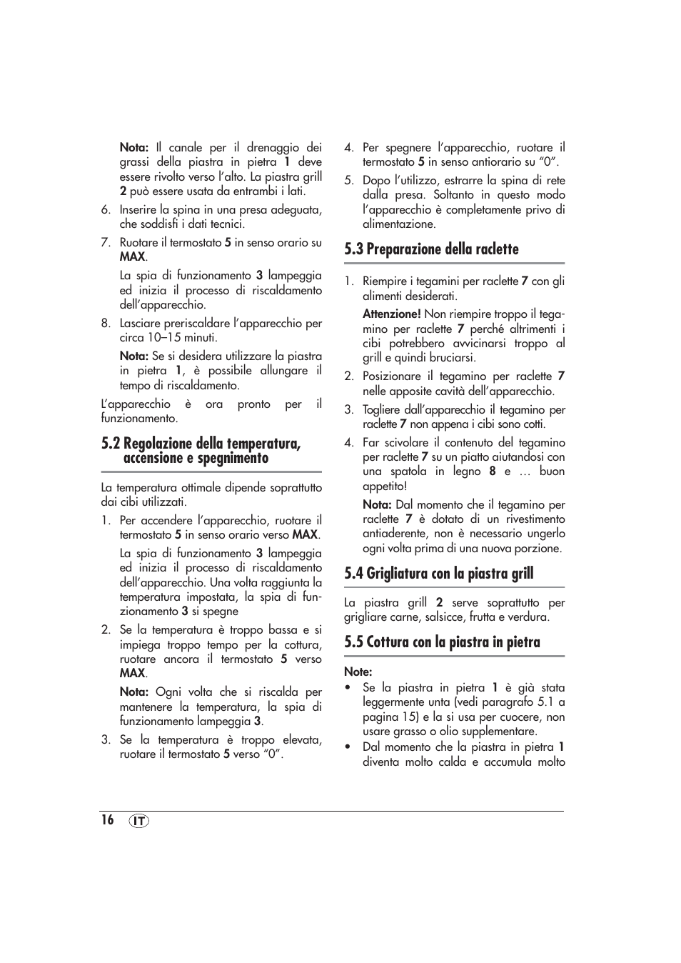 3 preparazione della raclette, 4 grigliatura con la piastra grill, 5 cottura con la piastra in pietra | Silvercrest SRGS 1300 A1 User Manual | Page 17 / 48