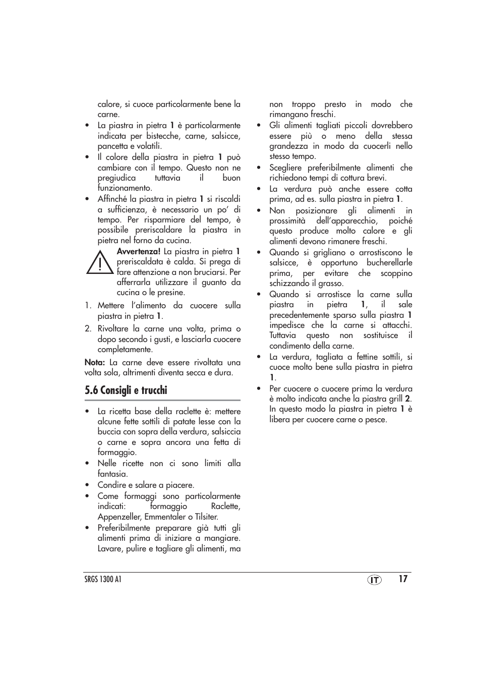 6 consigli e trucchi | Silvercrest SRGS 1300 A1 User Manual | Page 18 / 48