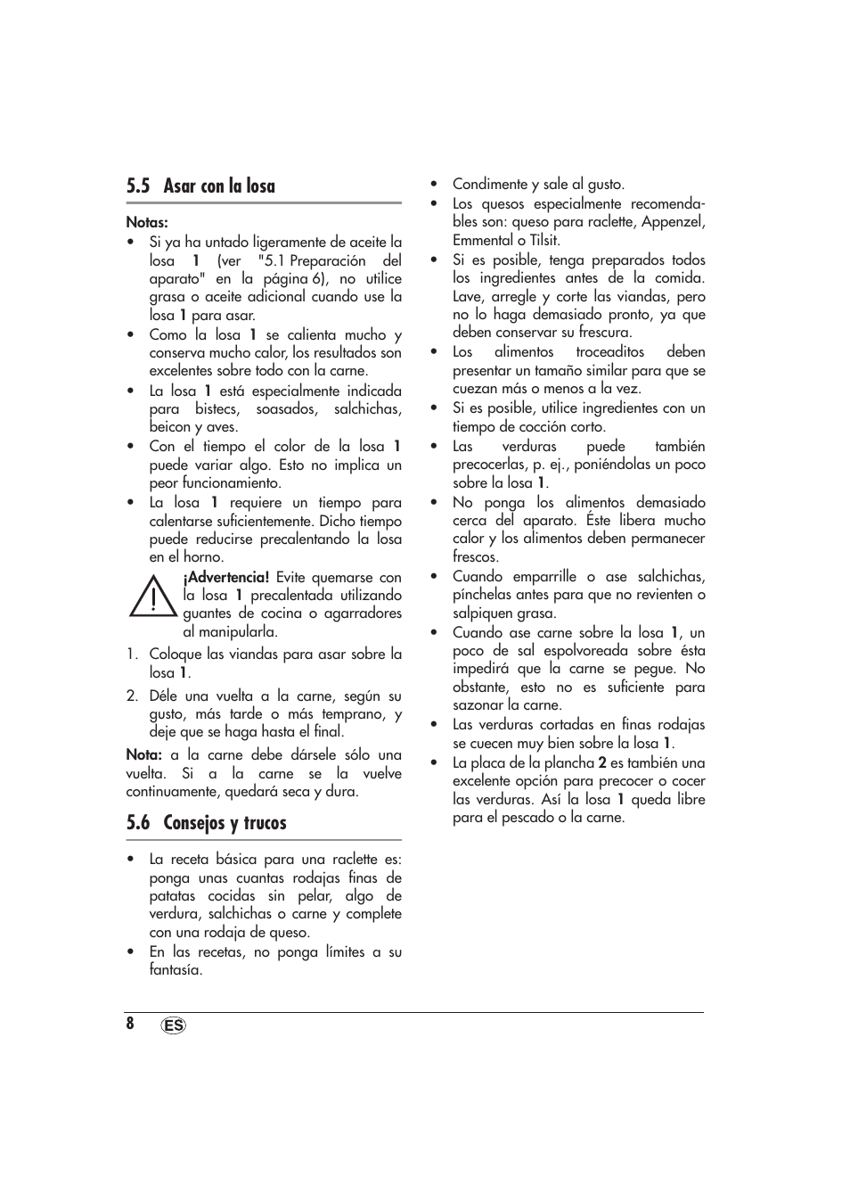 5 asar con la losa, 6 consejos y trucos | Silvercrest SRGS 1300 A1 User Manual | Page 9 / 48