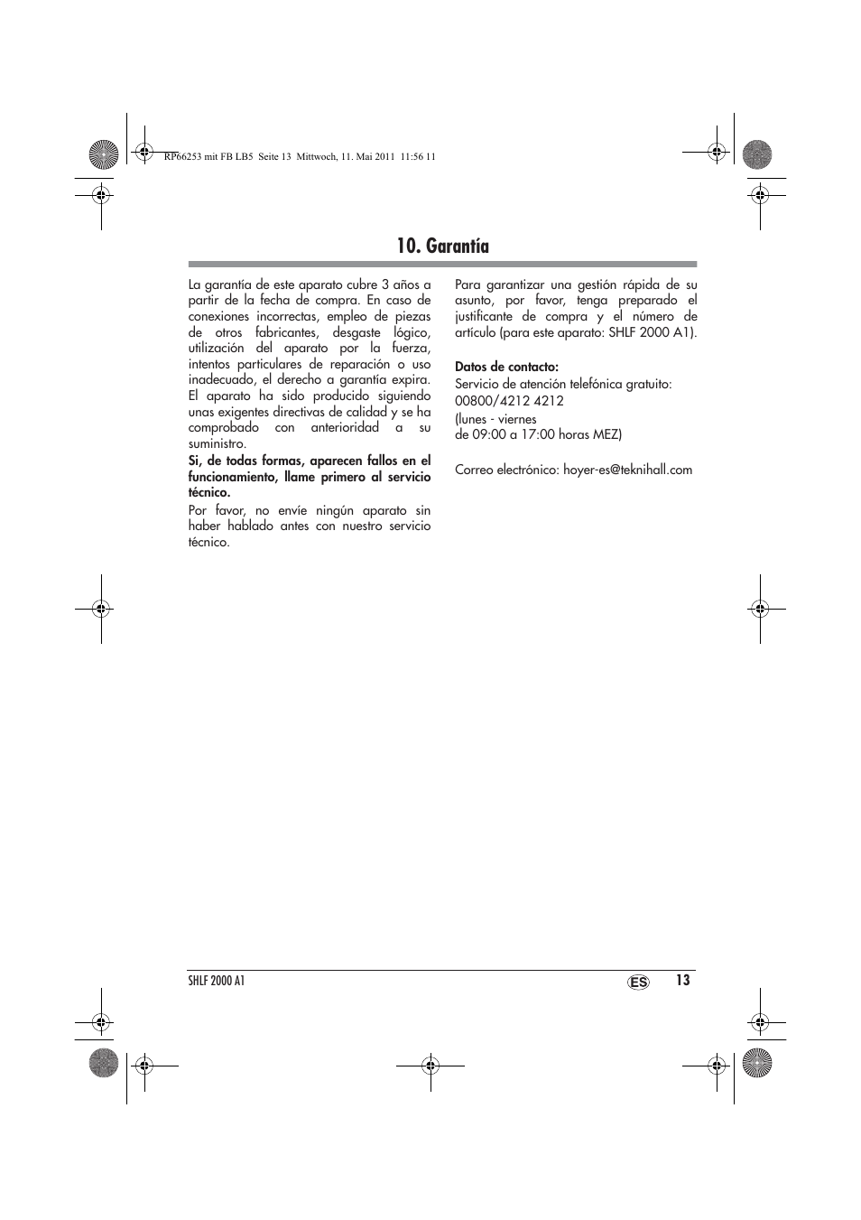 Garantía | Silvercrest SHLF 2000 A1 User Manual | Page 15 / 58