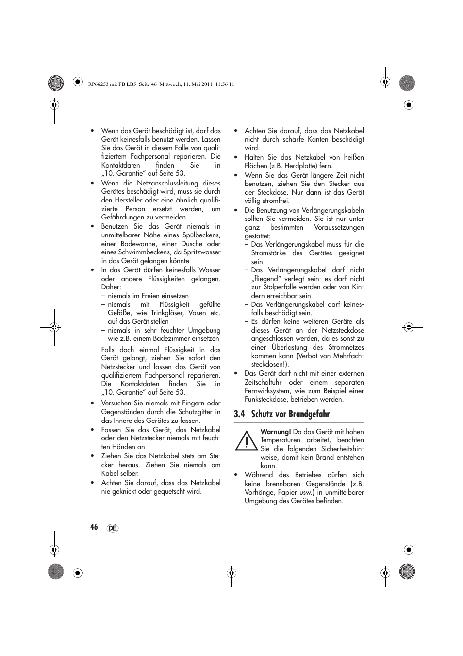 4 schutz vor brandgefahr | Silvercrest SHLF 2000 A1 User Manual | Page 48 / 58