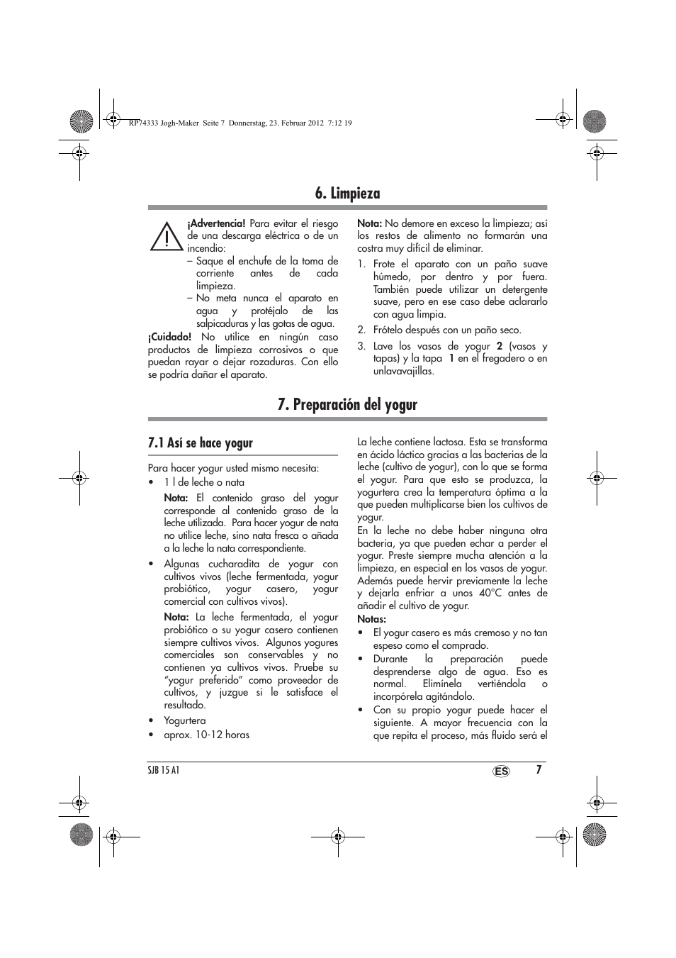 Limpieza, Preparación del yogur, 1 así se hace yogur | Silvercrest SJB 15 A1 User Manual | Page 9 / 46