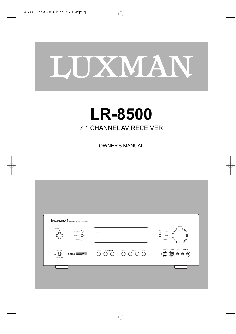 Luxman LR-8500 User Manual | 41 pages