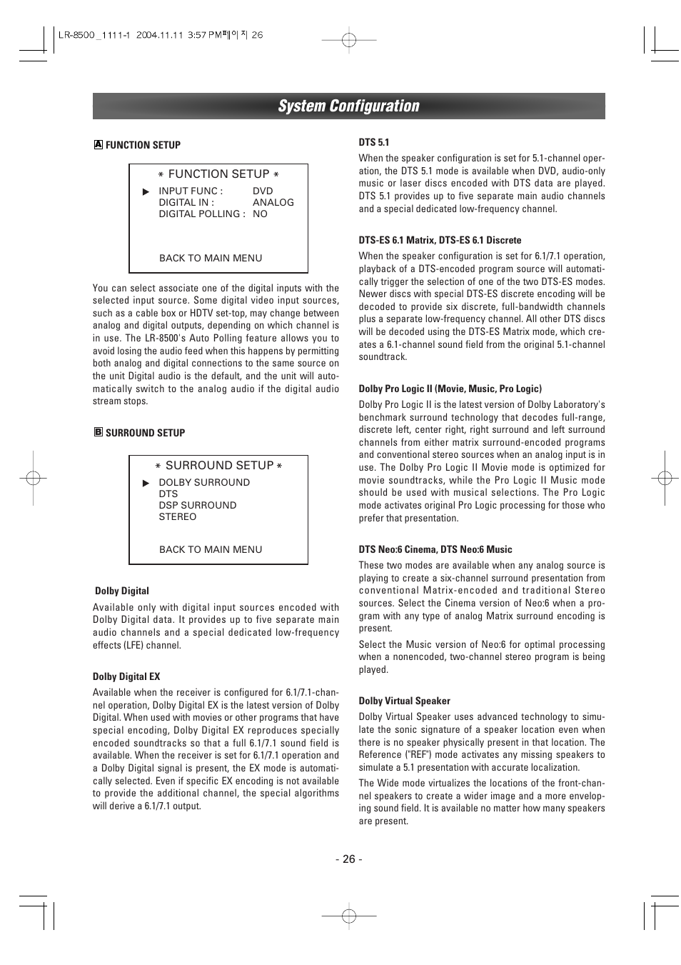 System configuration | Luxman LR-8500 User Manual | Page 26 / 41