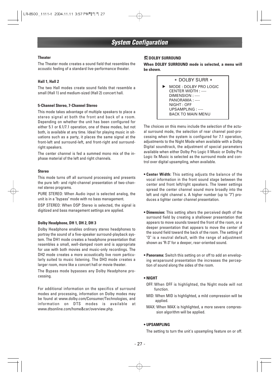 System configuration | Luxman LR-8500 User Manual | Page 27 / 41