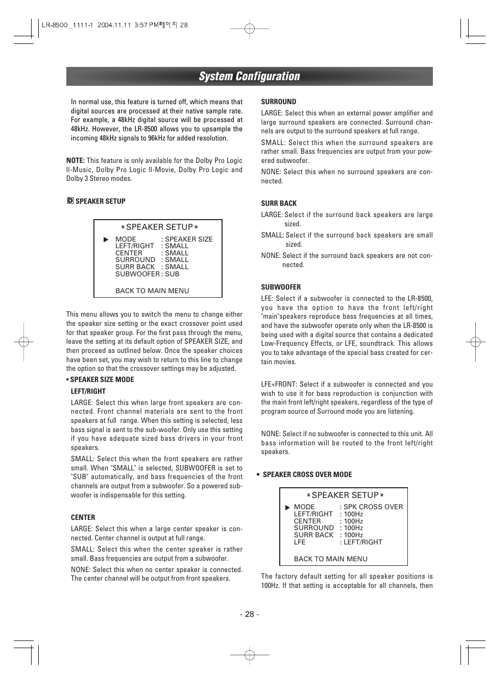 System configuration | Luxman LR-8500 User Manual | Page 28 / 41