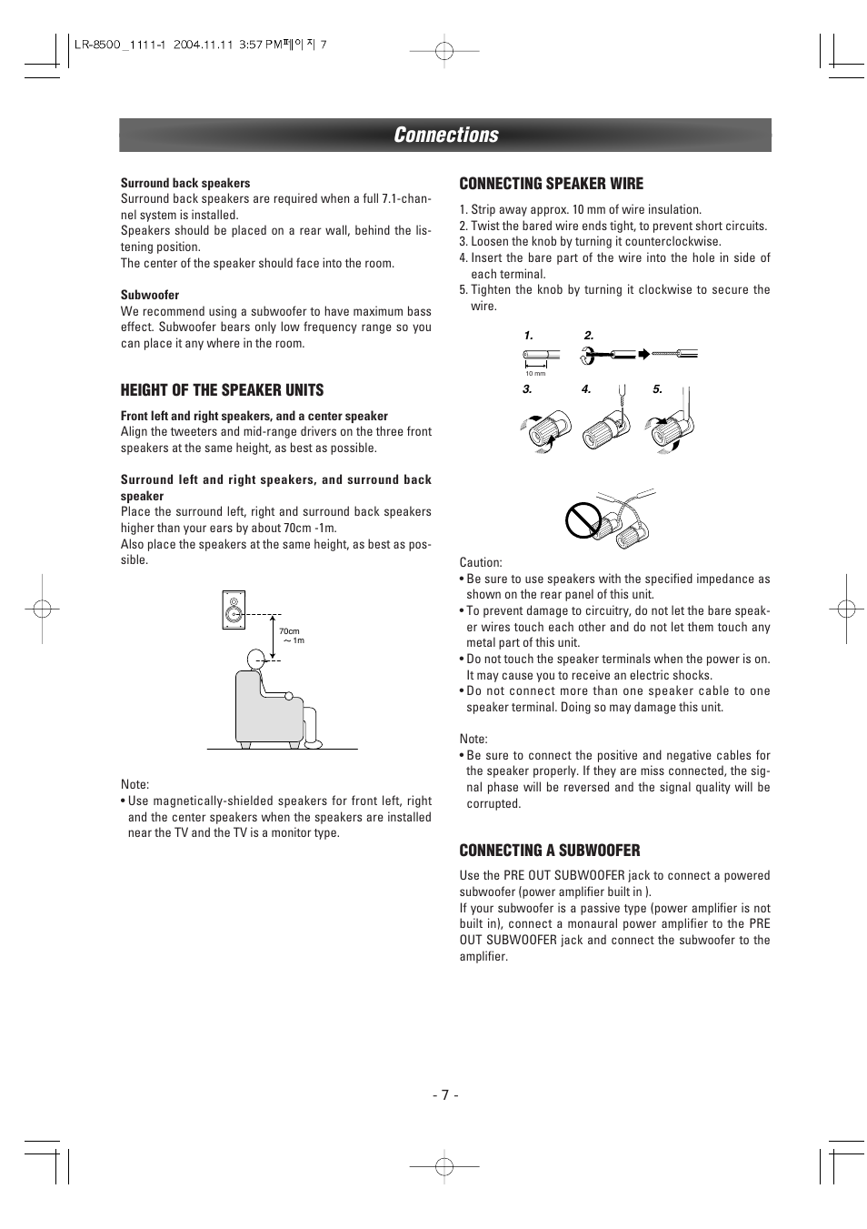 Connections | Luxman LR-8500 User Manual | Page 7 / 41