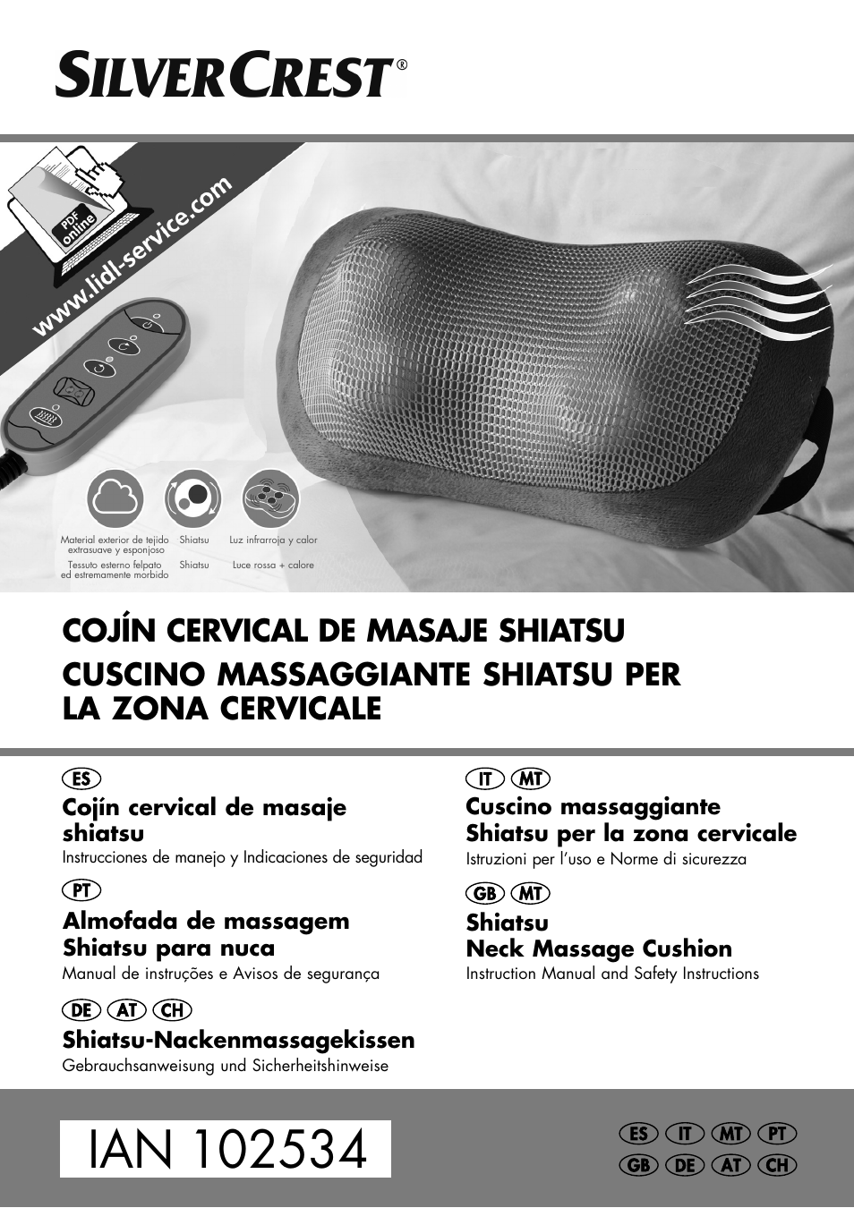 Silvercrest SHIATSU NECK MASSAGE CUSHION User Manual | 52 pages