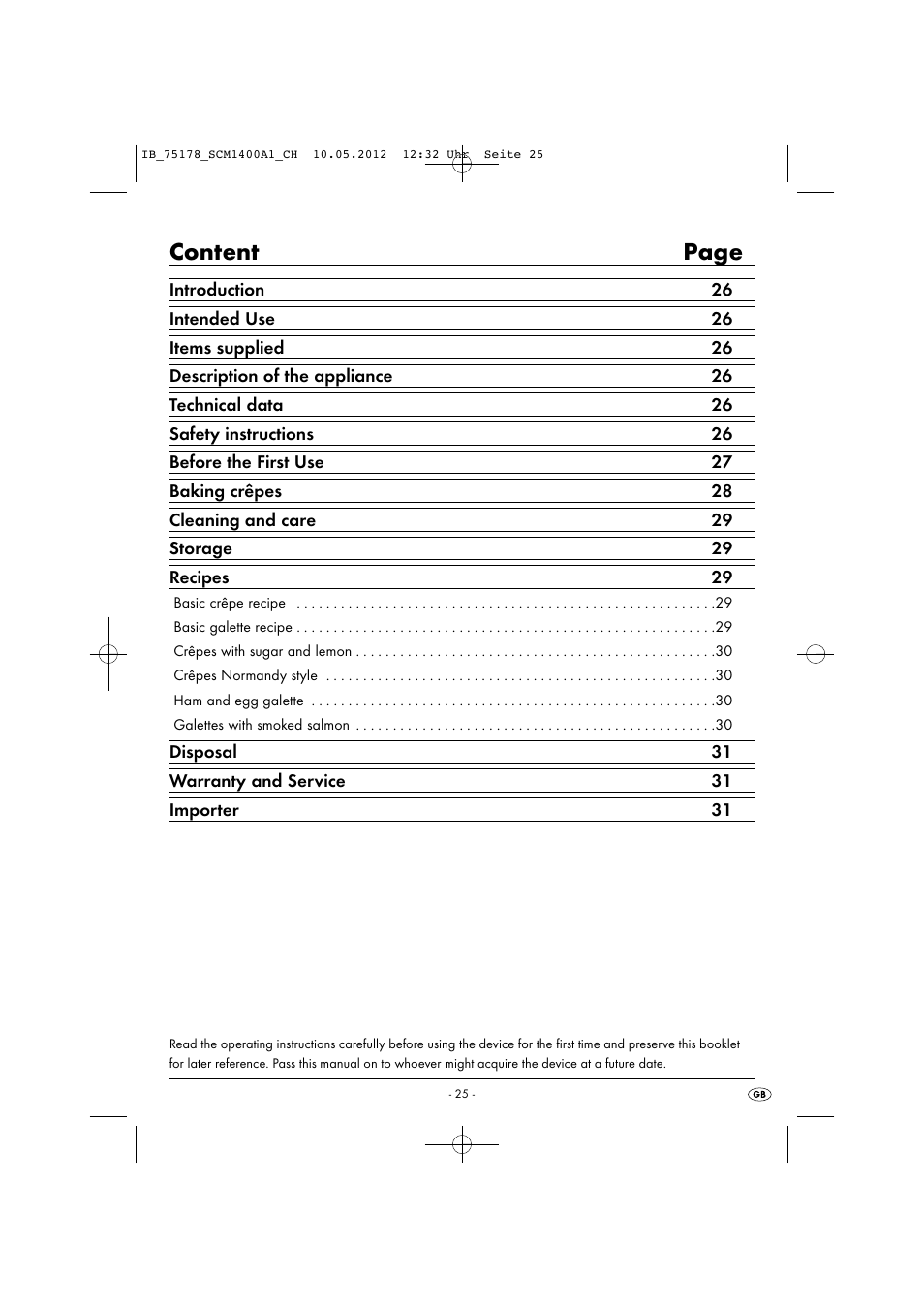 Content page | Silvercrest SCM 1400 A1 User Manual | Page 27 / 33