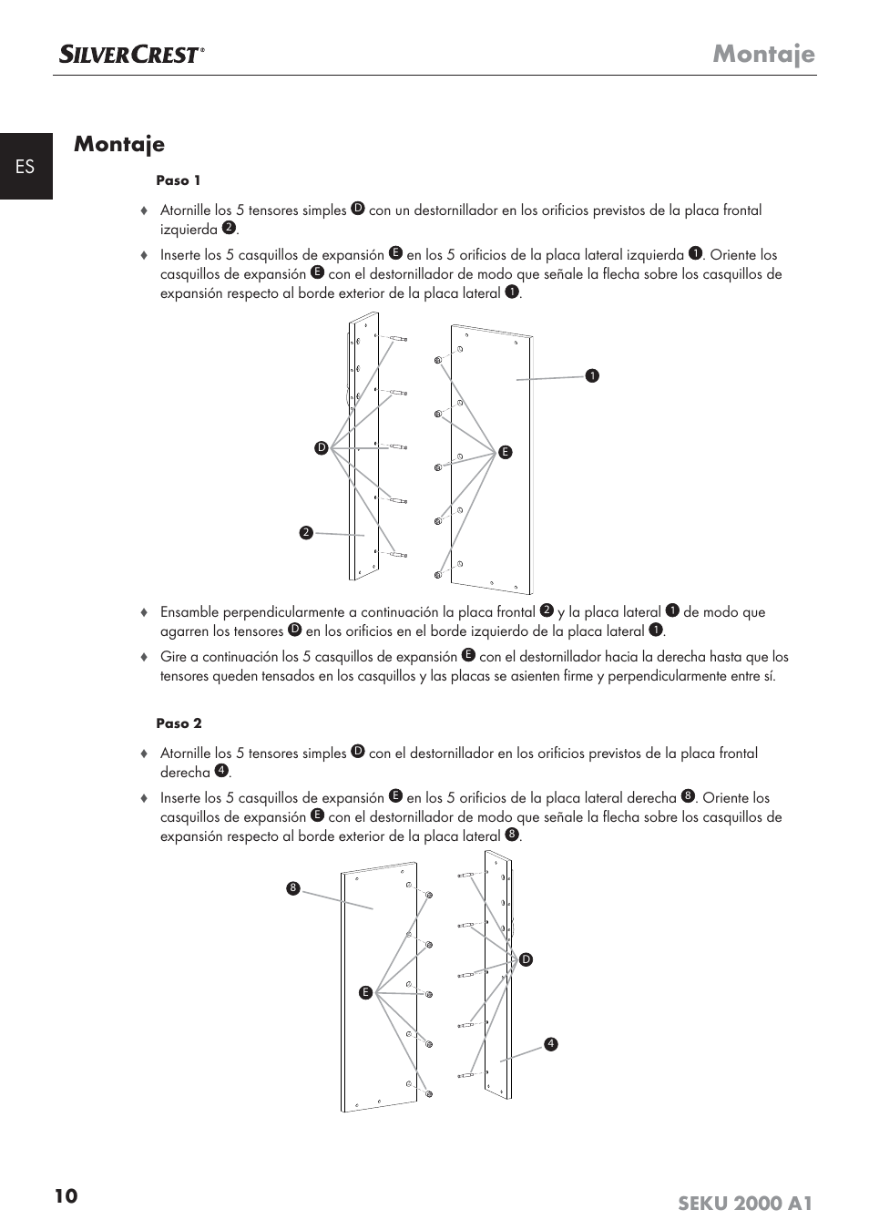 Montaje | Silvercrest SEKU 2000 A1 User Manual | Page 11 / 101