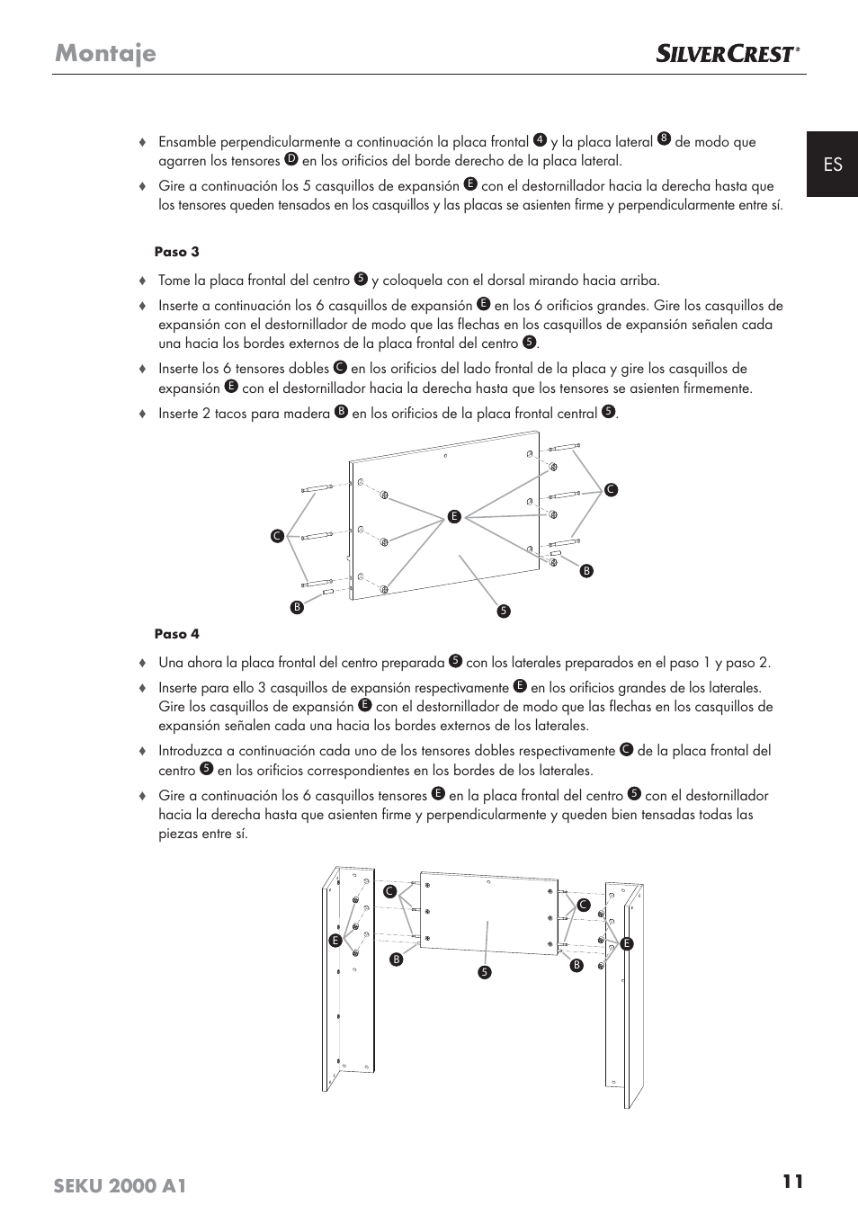 Montaje | Silvercrest SEKU 2000 A1 User Manual | Page 12 / 101