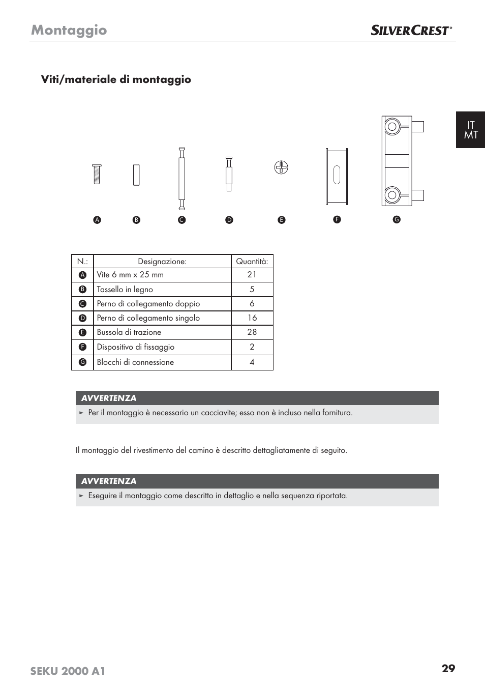 Montaggio | Silvercrest SEKU 2000 A1 User Manual | Page 30 / 101