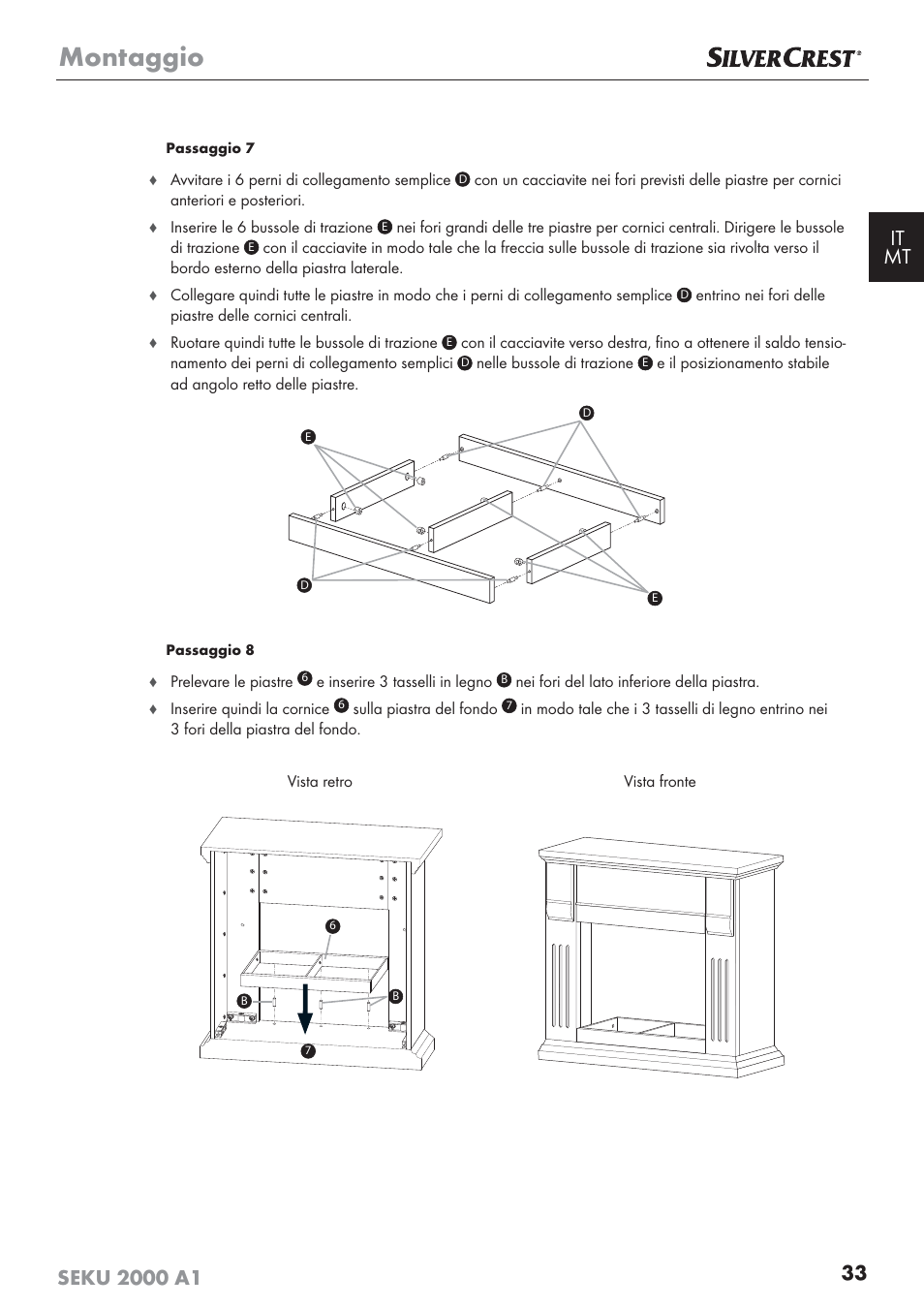 Montaggio | Silvercrest SEKU 2000 A1 User Manual | Page 34 / 101