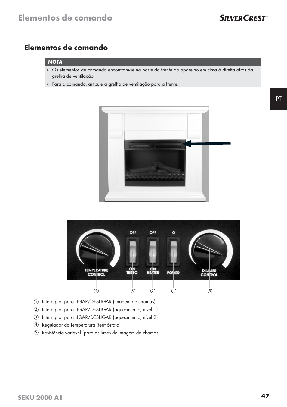 Elementos de comando | Silvercrest SEKU 2000 A1 User Manual | Page 48 / 101