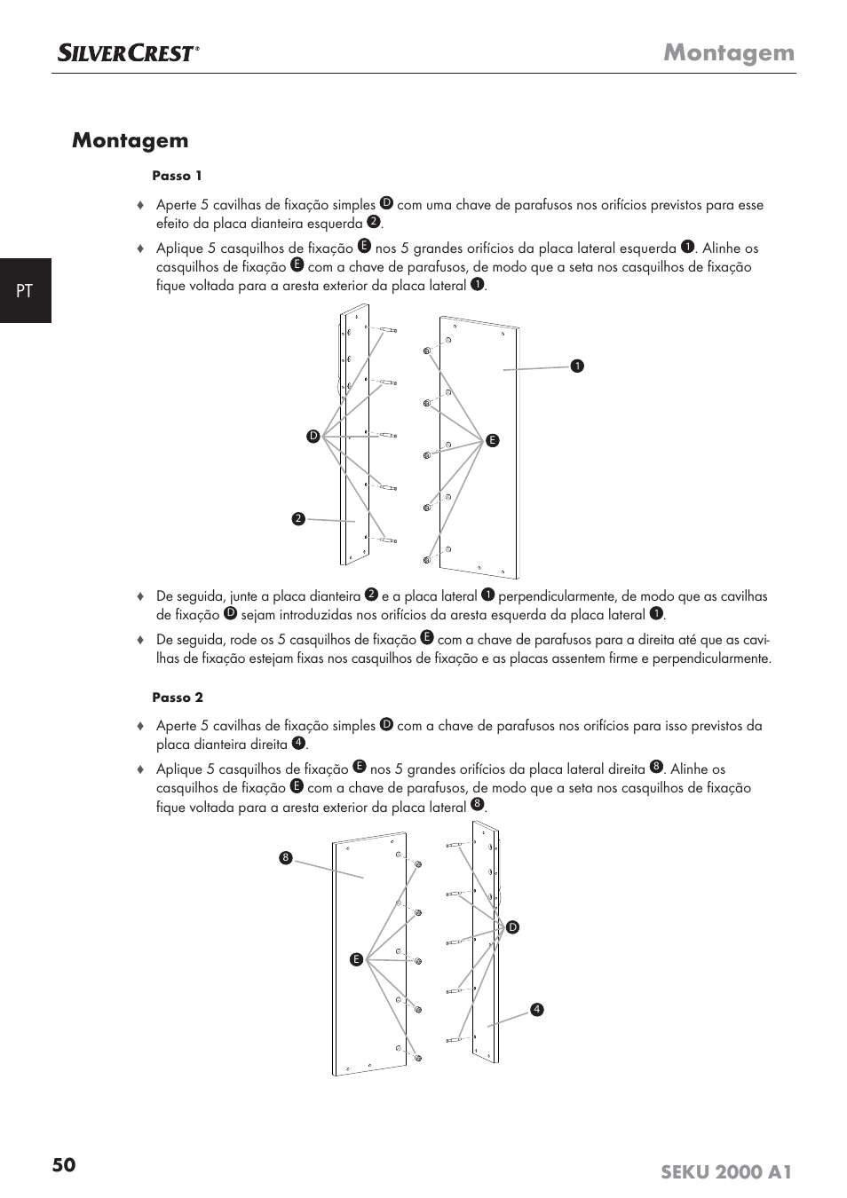 Montagem | Silvercrest SEKU 2000 A1 User Manual | Page 51 / 101