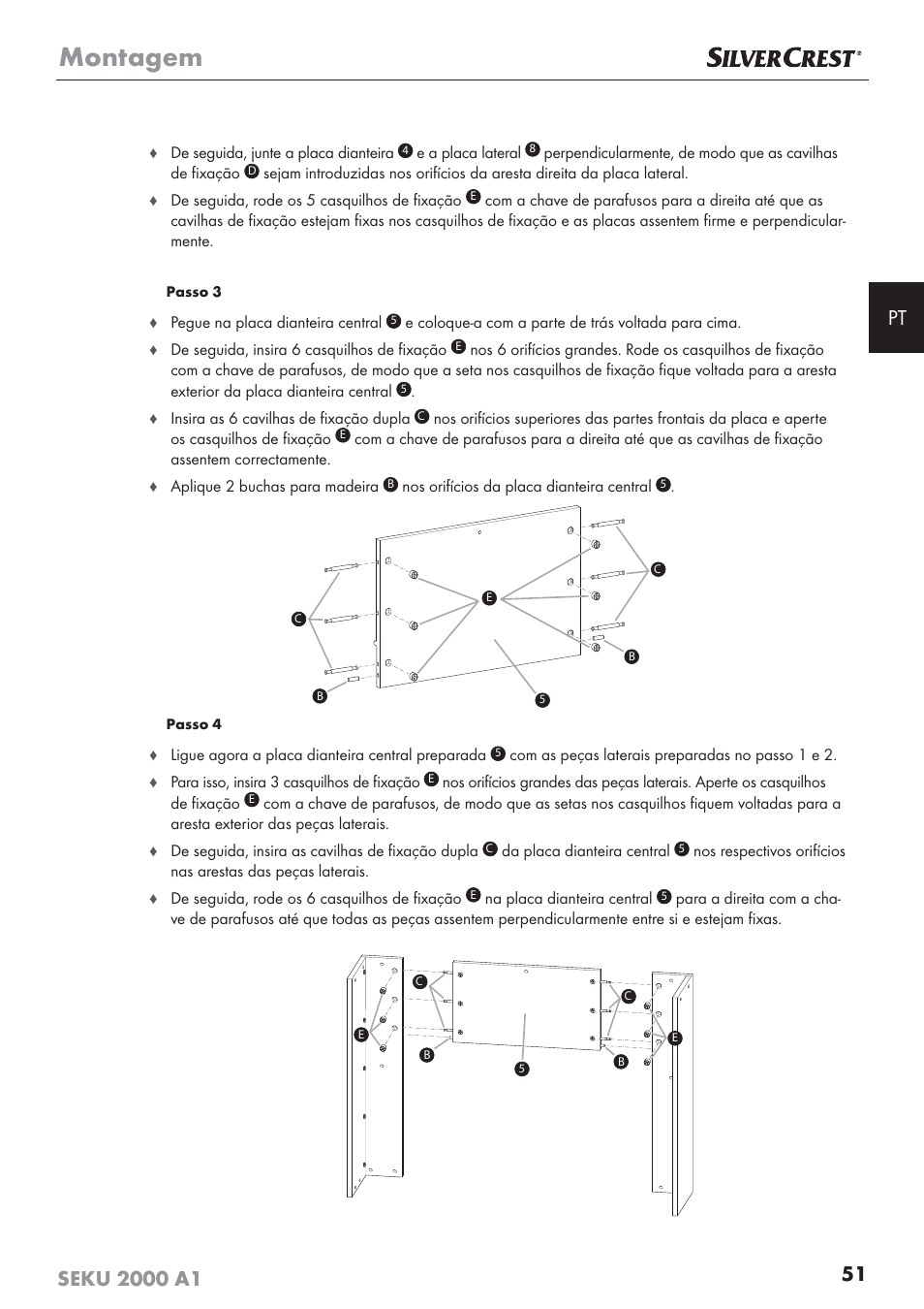 Montagem | Silvercrest SEKU 2000 A1 User Manual | Page 52 / 101