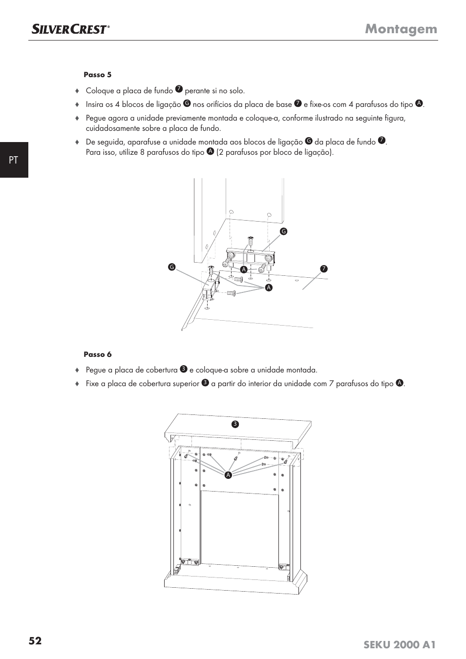 Montagem | Silvercrest SEKU 2000 A1 User Manual | Page 53 / 101