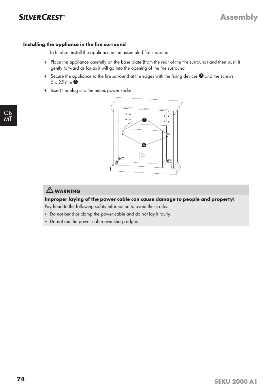 Assembly | Silvercrest SEKU 2000 A1 User Manual | Page 75 / 101