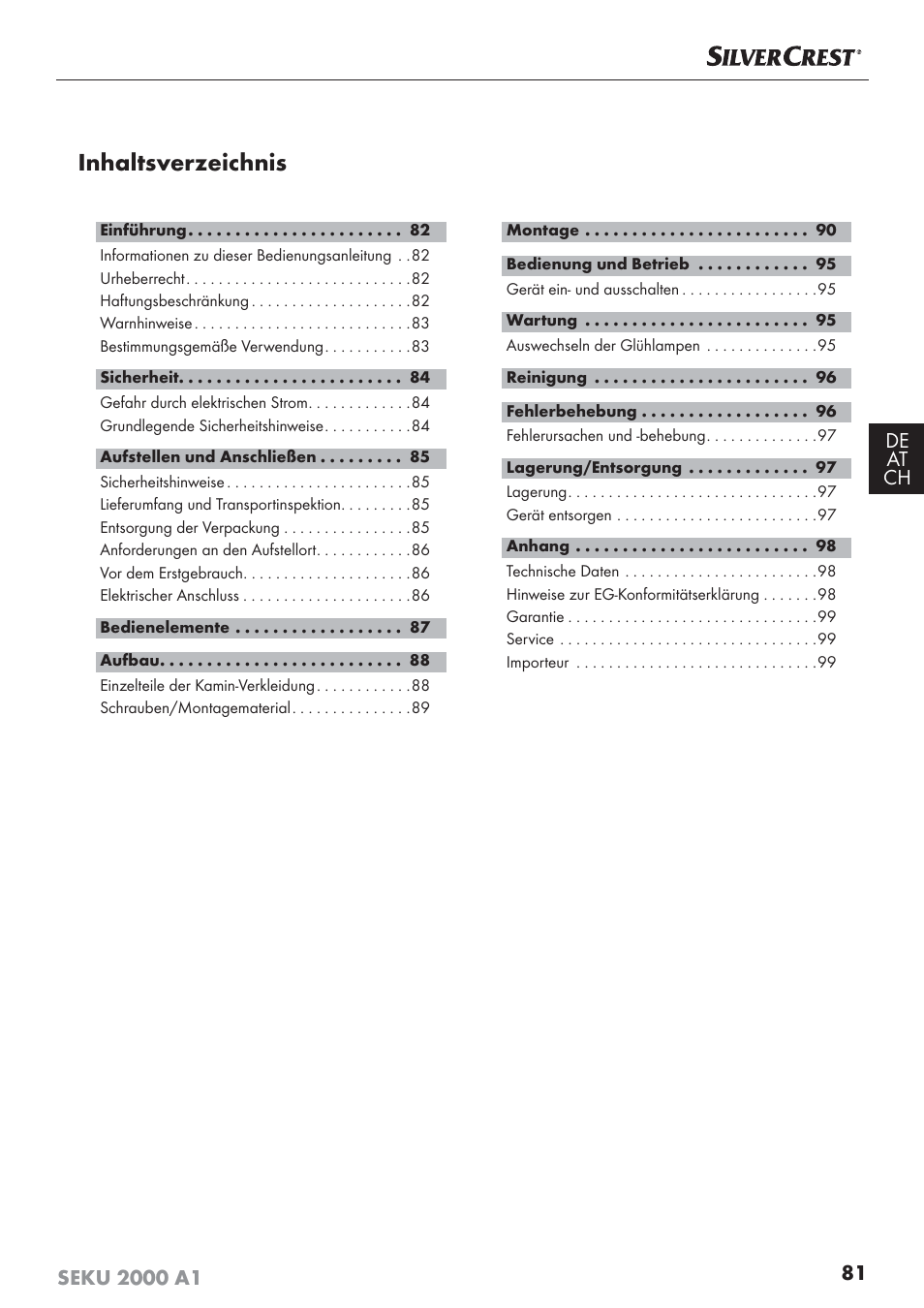 Silvercrest SEKU 2000 A1 User Manual | Page 82 / 101