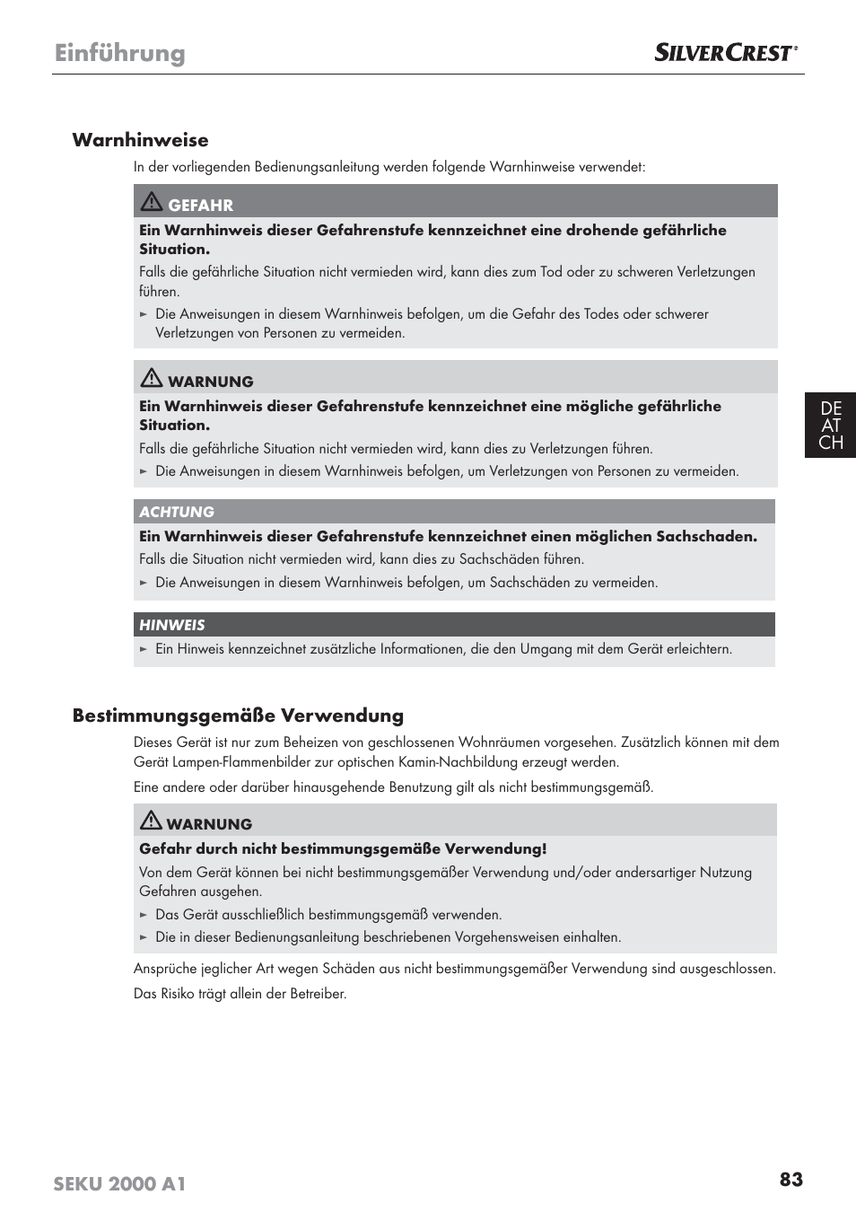 Einführung, Bestimmungsgemäße verwendung | Silvercrest SEKU 2000 A1 User Manual | Page 84 / 101