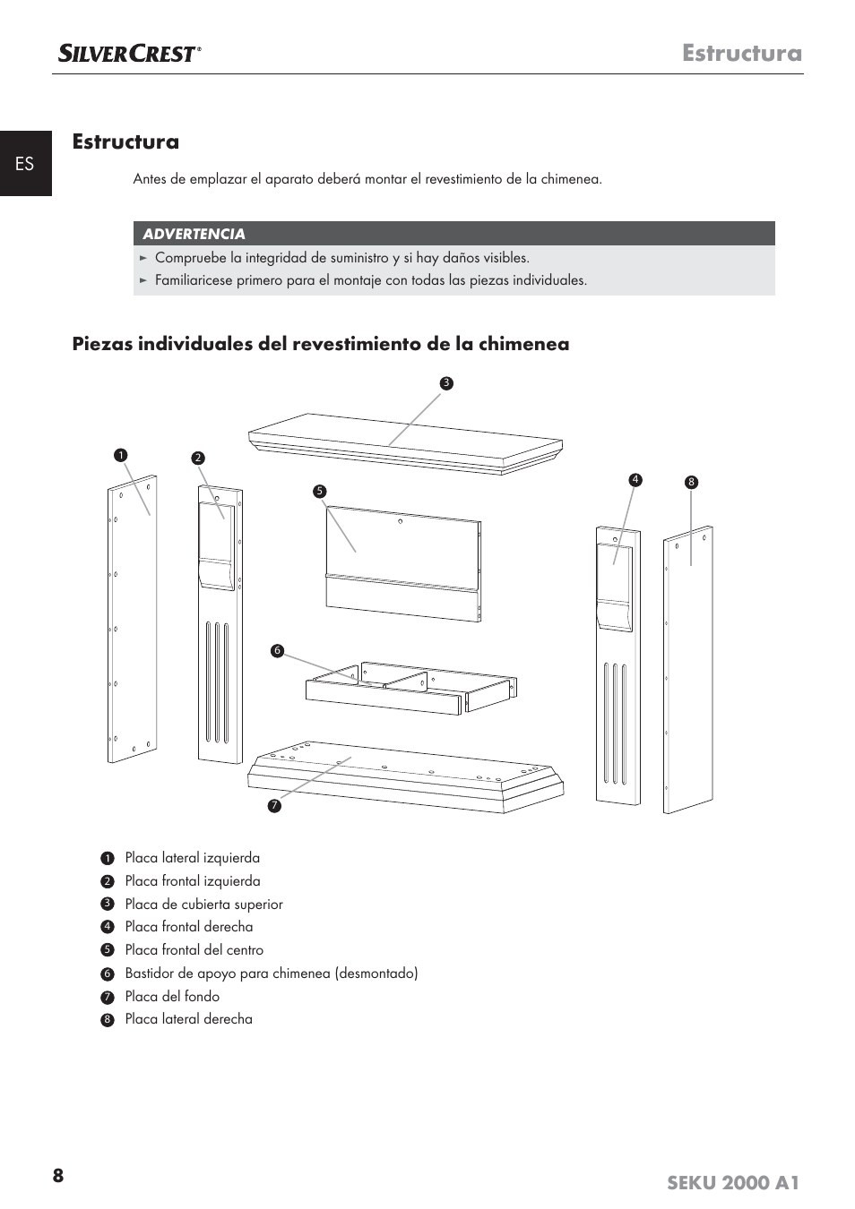 Estructura | Silvercrest SEKU 2000 A1 User Manual | Page 9 / 101