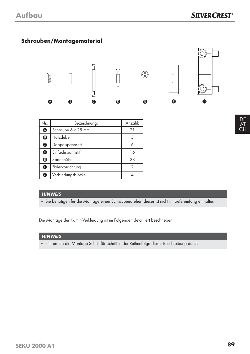 Aufbau | Silvercrest SEKU 2000 A1 User Manual | Page 90 / 101