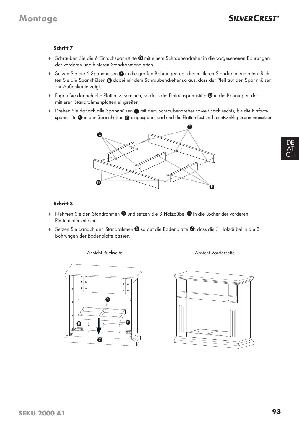 Montage | Silvercrest SEKU 2000 A1 User Manual | Page 94 / 101