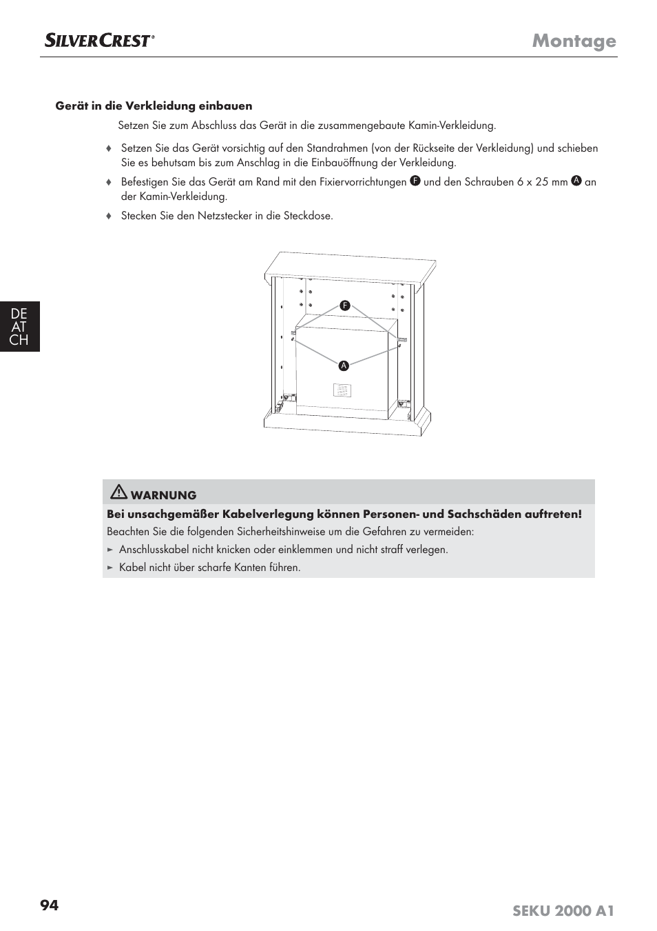 Montage | Silvercrest SEKU 2000 A1 User Manual | Page 95 / 101