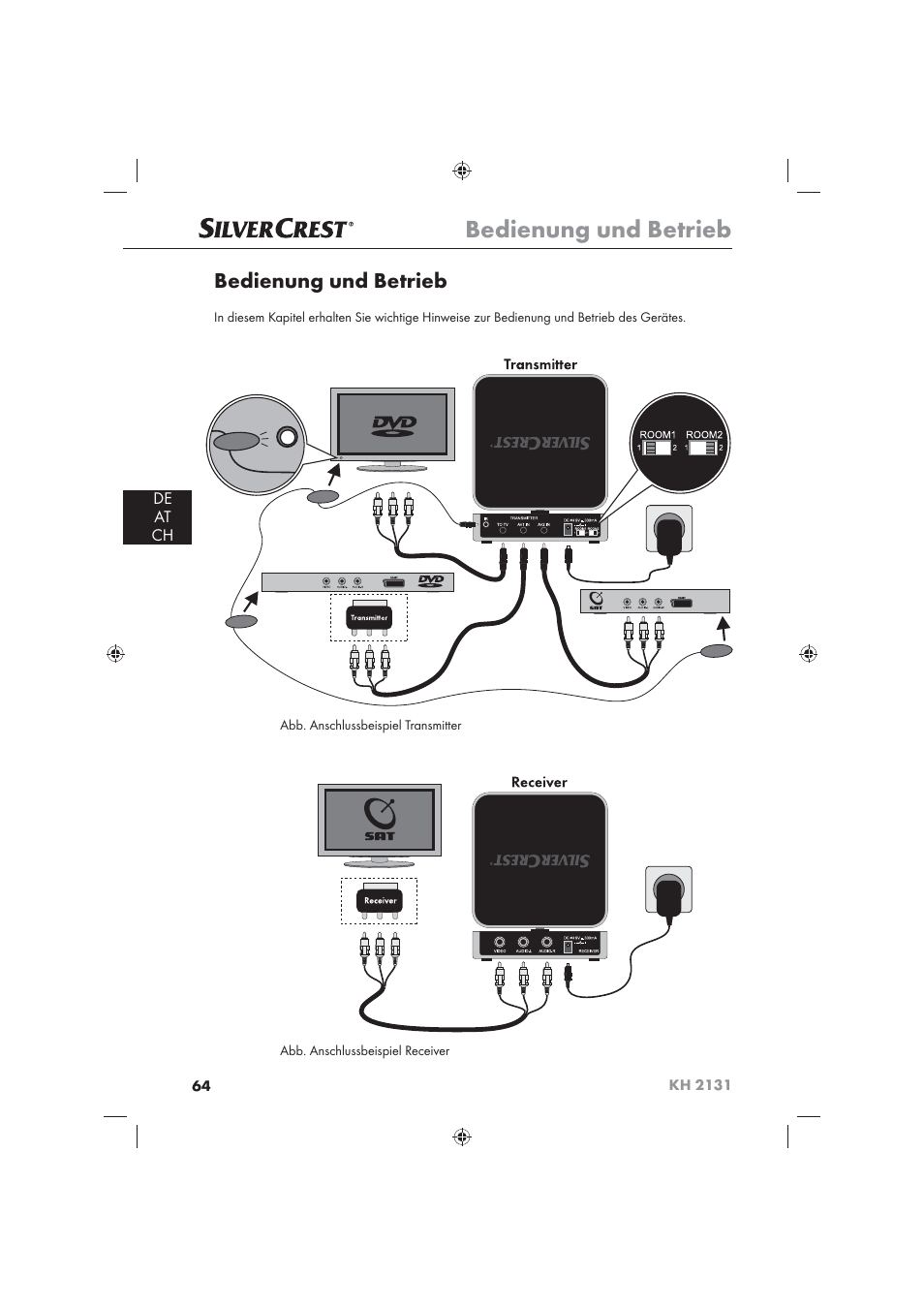 Bedienung und betrieb, De at ch | Silvercrest KH 2131 User Manual | Page 66 / 72