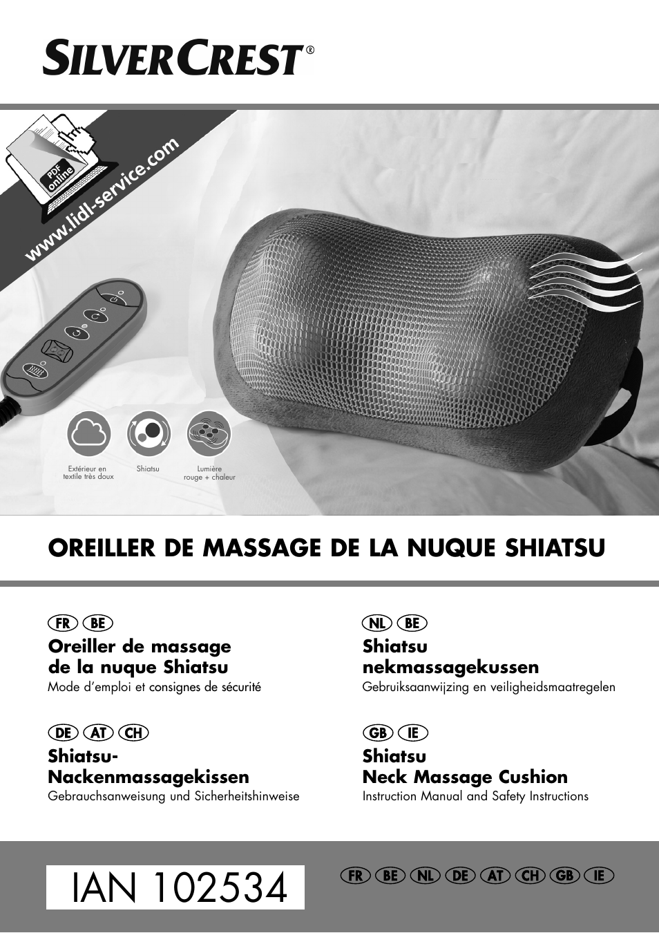 Silvercrest SHIATSU NECK MASSAGE CUSHION User Manual | 42 pages