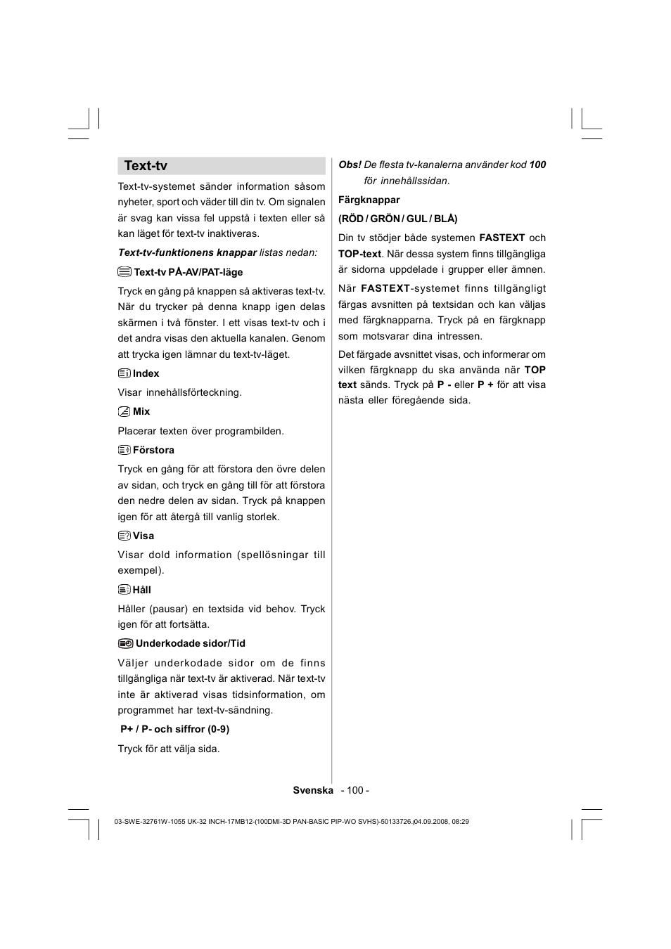 Text-tv | Dantax 32LCD V9 User Manual | Page 101 / 177