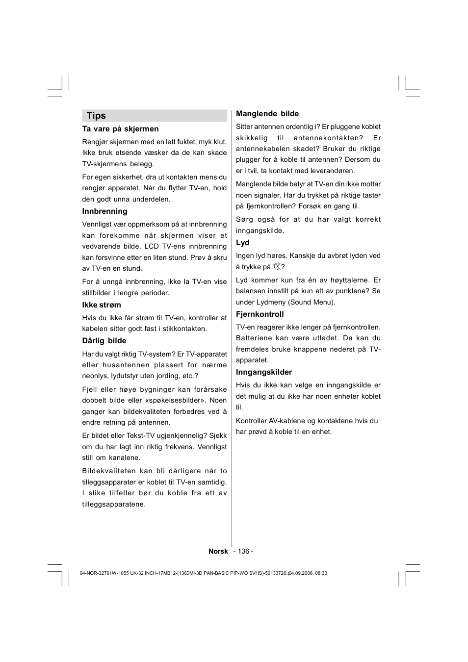 Tips | Dantax 32LCD V9 User Manual | Page 137 / 177