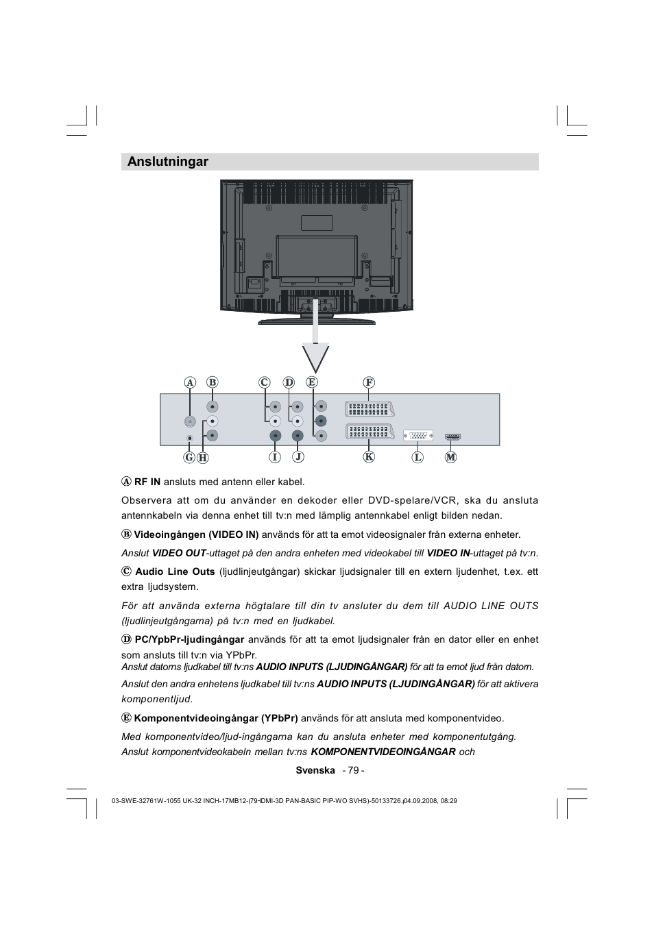 Anslutningar | Dantax 32LCD V9 User Manual | Page 80 / 177