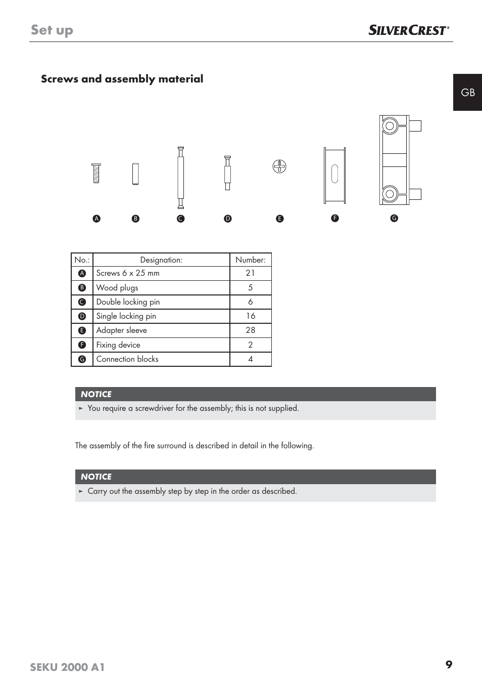 Set up | Silvercrest SEKU 2000 A1 User Manual | Page 10 / 141