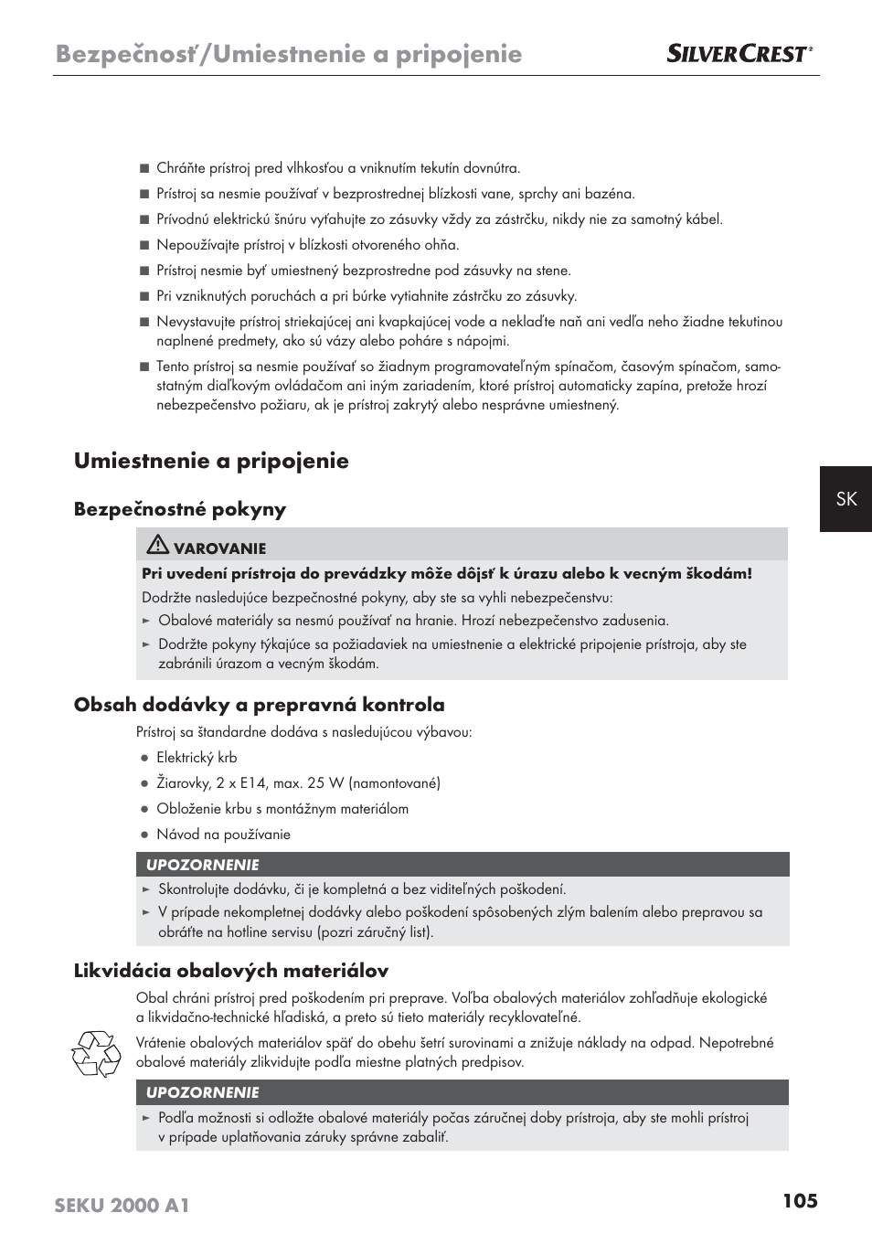 Silvercrest SEKU 2000 A1 User Manual | Page 106 / 141