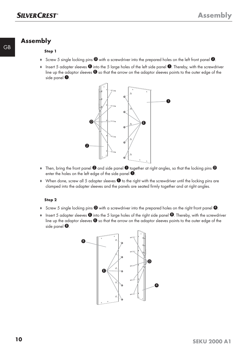 Assembly | Silvercrest SEKU 2000 A1 User Manual | Page 11 / 141