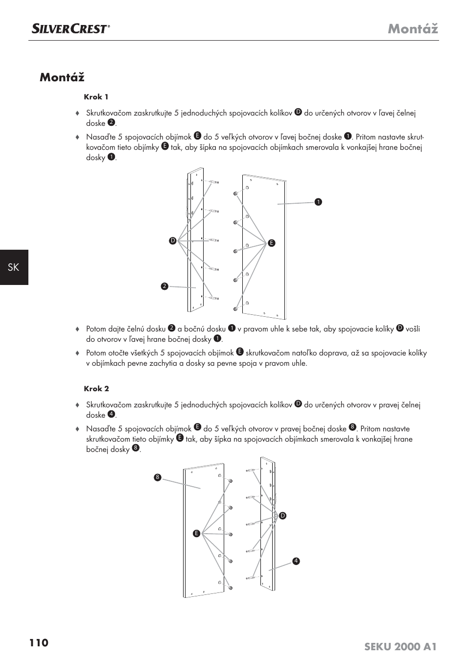Montáž | Silvercrest SEKU 2000 A1 User Manual | Page 111 / 141