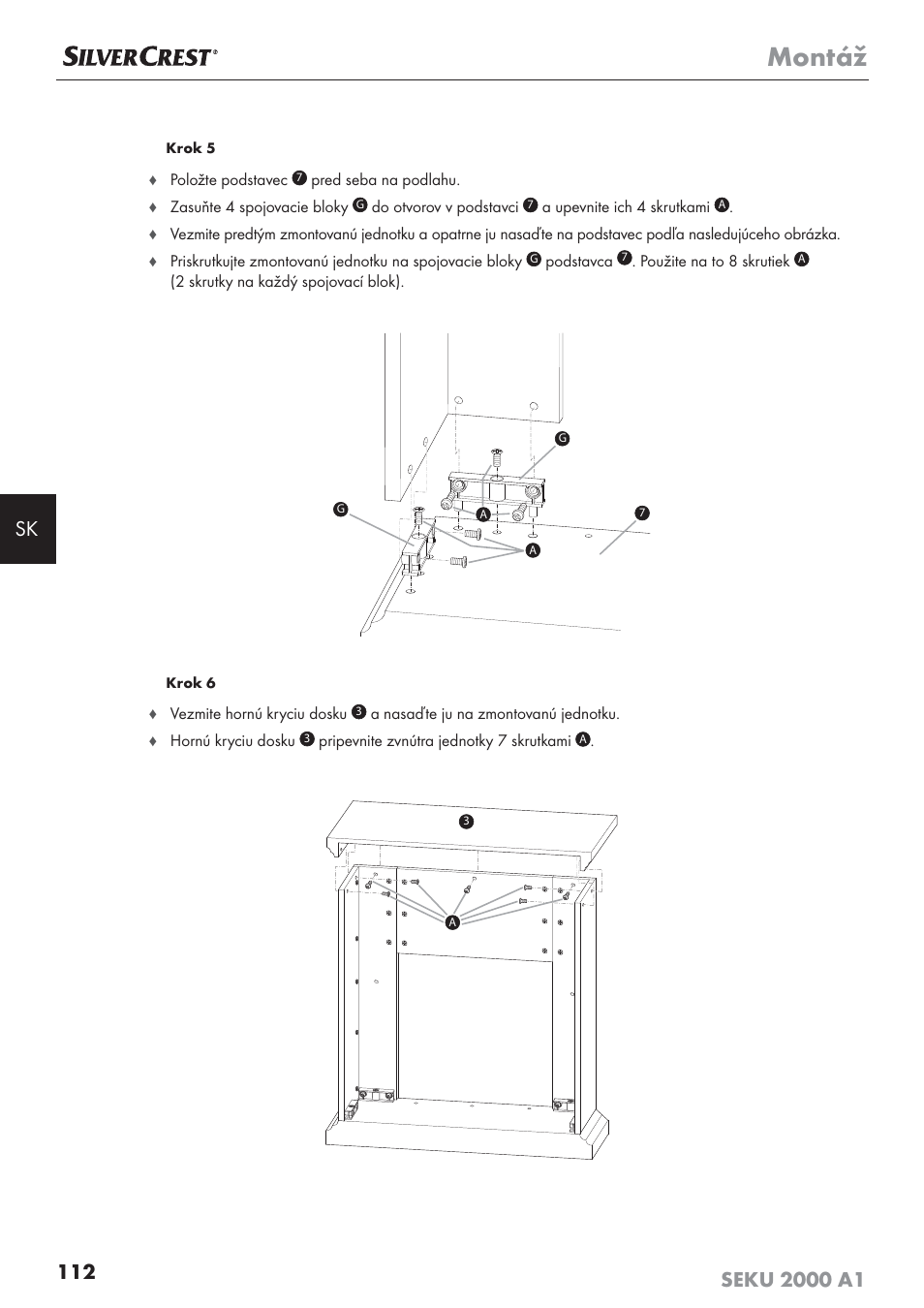 Montáž | Silvercrest SEKU 2000 A1 User Manual | Page 113 / 141